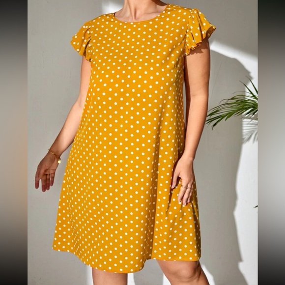 SHEIN Mustard Yellow Polka Dot Dress - Picture 3 of 14